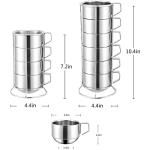 Set of 4 Stackable Stainless Steel Coffee Mugs