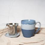 Ceramic Tea Cup with Infuser and Lid, 16 Oz