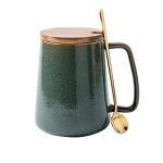 Extra Large Olive Green Coffee Mug with Spoon