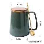 Extra Large Olive Green Coffee Mug with Spoon