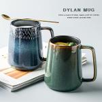 Extra Large Olive Green Coffee Mug with Spoon