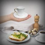 White Espresso Cups Set with Saucers, 6-Pack