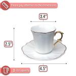 White Espresso Cups Set with Saucers, 6-Pack