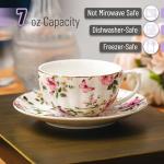 Floral Porcelain Tea Cups and Saucers Set of 6