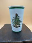 Spode Christmas Tree Travel Mug with Lid - 8 Oz Coffee Mug for Holiday Drinks, Dishwasher & Microwave Safe Ceramic Tumbler - Festive Christmas Design for On-The-Go (Christmas Tree)