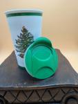 Spode Christmas Tree Travel Mug with Lid - 8 Oz Coffee Mug for Holiday Drinks, Dishwasher & Microwave Safe Ceramic Tumbler - Festive Christmas Design for On-The-Go (Christmas Tree)