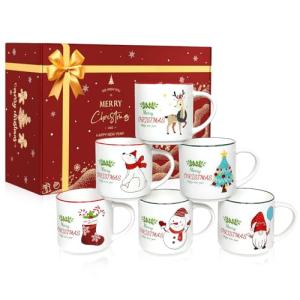 QIKSION Christmas Coffee Mugs Set of 6