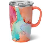 Swig Life 18oz Travel Mug, Insulated Tumbler with Handle and Lid, Cup Holder Friendly, Dishwasher Safe, Lightweight Stainless Steel, Travel Coffee Cup (Dreamsicle)