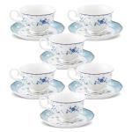 Blue Rose Tea Cup Set with Gold Trim