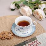 Blue Rose Tea Cup Set with Gold Trim