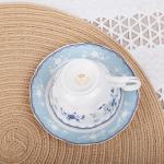 Blue Rose Tea Cup Set with Gold Trim