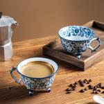 Surlama Vintage Blue Coffee Mugs Set of 2