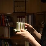 Hand-Painted Striped Espresso Mug and Saucer Set