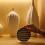 Hand-Painted Striped Espresso Mug and Saucer Set