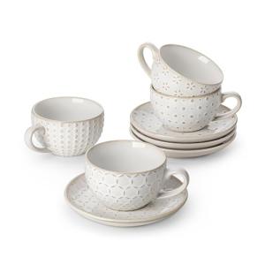 MALACASA Stackable Ceramic Cappuccino Cups Set of 4