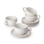 MALACASA Stackable Ceramic Cappuccino Cups Set of 4