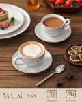 MALACASA Stackable Ceramic Cappuccino Cups Set of 4