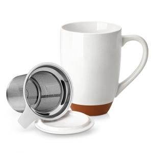 Ceramic Tea Mug with Lid and Infuser, 18 oz
