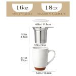 Ceramic Tea Mug with Lid and Infuser, 18 oz