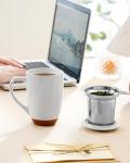Ceramic Tea Mug with Lid and Infuser, 18 oz