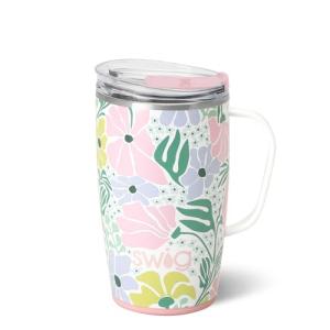 Insulated 18oz Travel Mug with Handle - Garden Party