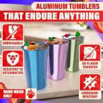 Colorful Retro Aluminum Cups - Set of 6