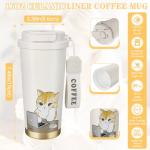 Insulated Cat-Themed Coffee Tumbler with Straw