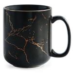 Extra Large Black Gold Marble Coffee Mug