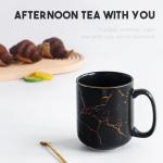 Extra Large Black Gold Marble Coffee Mug