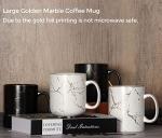 Extra Large Black Gold Marble Coffee Mug