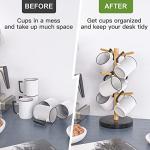 Bamboo Coffee Mug Holder with 6 Hooks