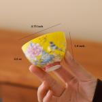 Chinese Ceramic Tea Cup Set with Floral Patterns