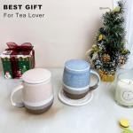 YumKubis Ceramic Tea Mug with Infuser, Pink