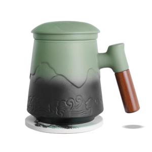 ZENS Ceramic Tea Mug with Infuser and Lid