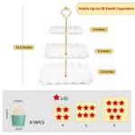 DAFURIET Dessert Cupcake Stand, 3 Tier Cup Cake Holder Tower for Tea Party/Birthday/Wedding, Plastic Tiered Serving Tray with Metal Rod, White