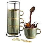 Miamolo Stackable Coffee Mug Set with Spoons