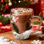 Unique Double-Walled Christmas Coffee Mugs Set of 4