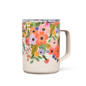 Corkcicle x Rifle Paper Co. Triple Insulated Coffee Mug with Lid and Handle, Garden Party, 16 oz – Stainless Steel Travel Mug Keeps Beverages Hot for 3+ Hours – Non-Slip, Easy-Grip, Spill-Resistant