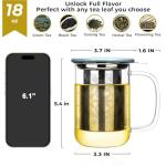 Aquach 18oz Glass Tea Cup with Infuser