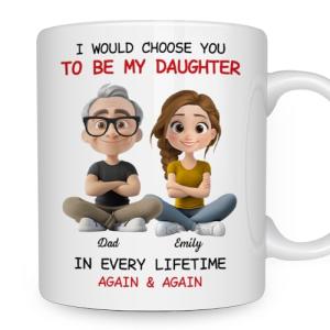 Wrappiness Personalized Coffee Mug for Daughter from Dad - Custom Coffee Mugs With Names - Always Choose You From Father to Daughter Birthday Gift