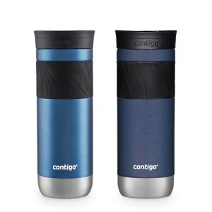 Contigo SNAPSEAL Insulated Stainless Steel Travel Mug with Grip 20oz. Blue Corn Transparent Satin & Midnight Berry