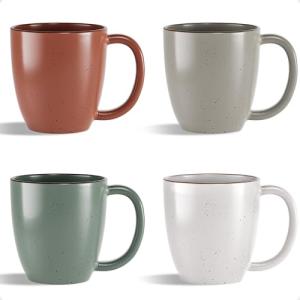 Set of 4 Colorful 16 oz Ceramic Mugs