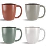 Set of 4 Colorful 16 oz Ceramic Mugs