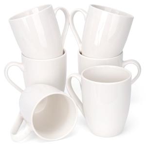 6 Pack White Ceramic Coffee Mugs Set