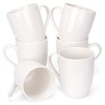 6 Pack White Ceramic Coffee Mugs Set