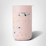 W&P Porter Ceramic Mug w/Protective Silicone Sleeve, Terrazzo Blush 16 Ounces On-the-Go Reusable Cup for Coffee or Tea Portable Dishwasher Safe