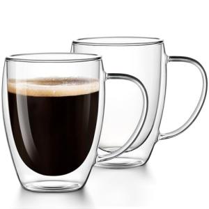 Double Walled Glass Coffee Mugs - Set of 2