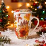 GBHOME 18 Ounce Ceramic Tea Mug with Infuser