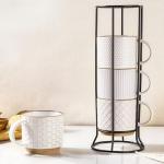 Stackable 12oz Ceramic Coffee Mugs Set of 4