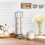 Stackable 12oz Ceramic Coffee Mugs Set of 4